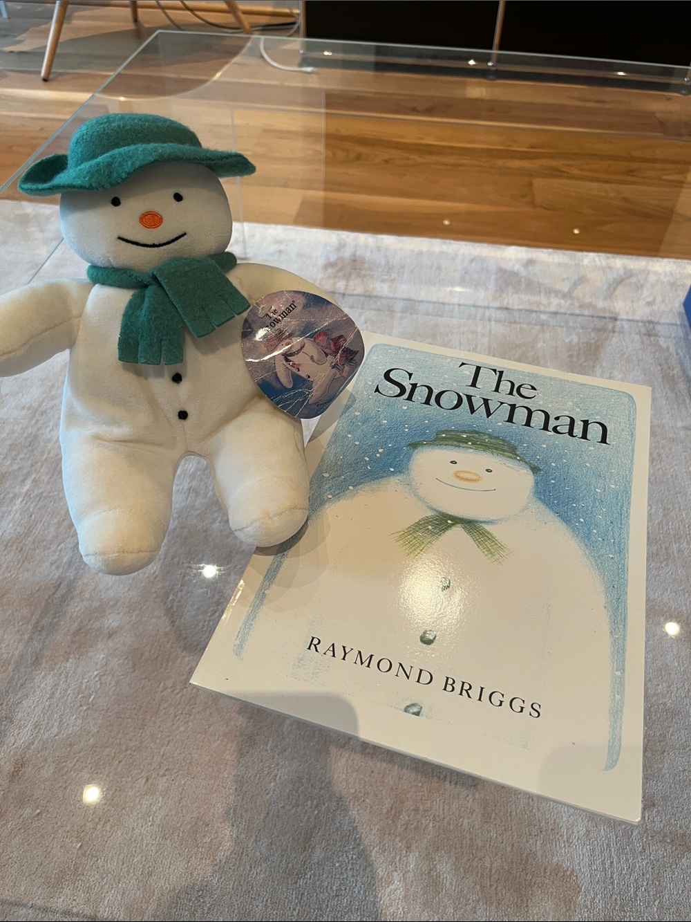 Vintage Plush Snowman with 1978 paperback book
